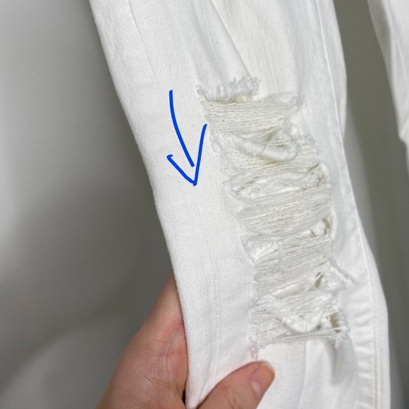 Frame Le Skinny De Jeanne Low-Rise Distressed Jeans in Ripped Blanc White Sz 24 - Picture 10 of 12